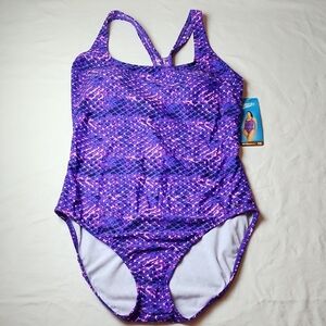 Speedo One-Piece Racerback Swimsuit Size 18 Purple & Pink NWT